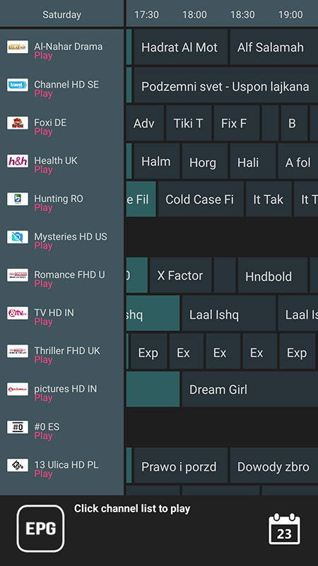 Viewing EPG list in GSE Smart IPTV