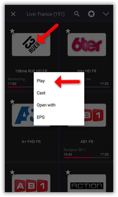 Playing a channel in GSE Smart IPTV