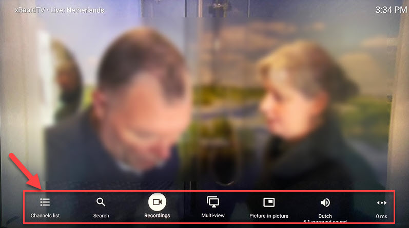 Recording and settings menu in TiviMate