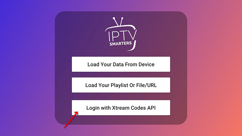 Selecting Xtream Codes API login