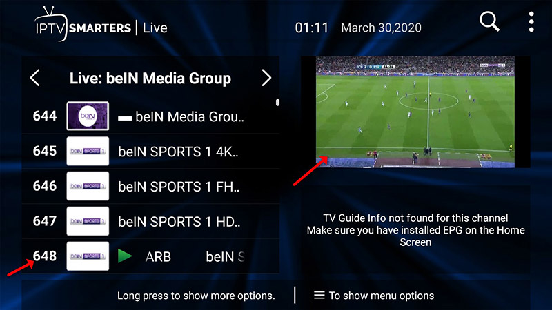 Watching a channel in full-screen